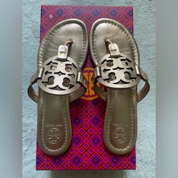Tory Burch Miller Sandal Rose Gold RARE! 💎 - Picture 4 of 7